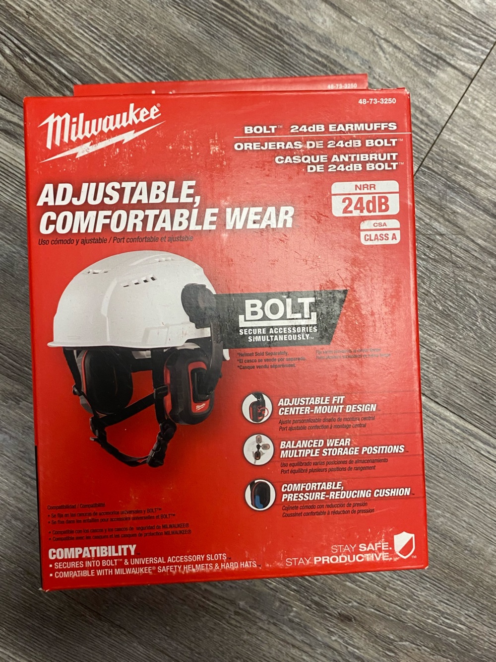 Milwaukee Bolt 24dB Adjustable Earmuffs - Red and White